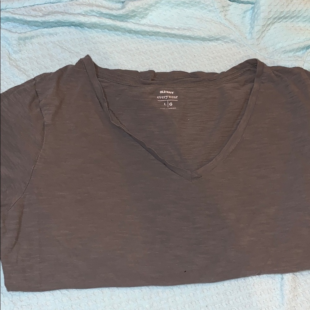 Gray V-neck T-shirt